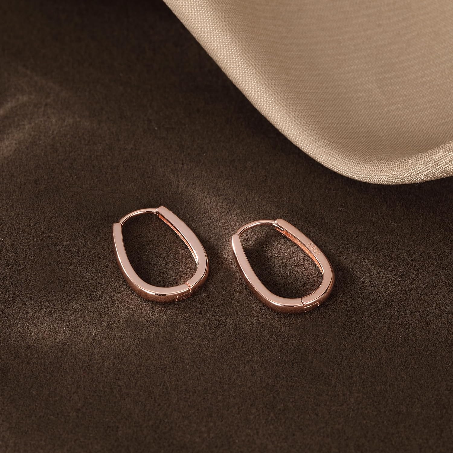 Reffeer 925 Sterling Silver Oval Hoop Earrings for Women Teens Teardrop Hoop Earrings Minimalist Huggie Hoop Earrings - Image 6