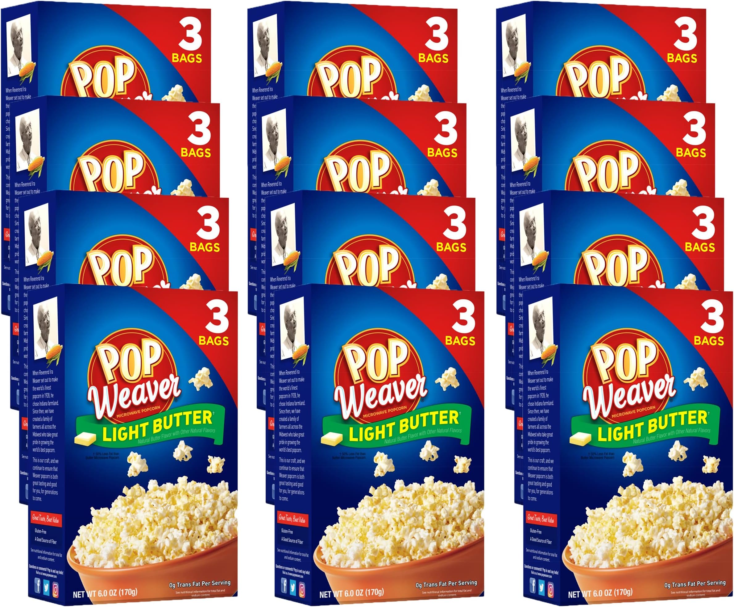 Pop Weaver Light Butter Microwave Popcorn - 36 Bags