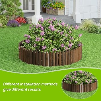 Wood Garden Edging Border Wooden garden Fence Landscape Edging Lawn Fence Border with Gloves Decorative Flower Bed Border for Yard Patio Pathway Tree Outdoor-47.2L X 11.8H (3PACK, 12FT Total Length)