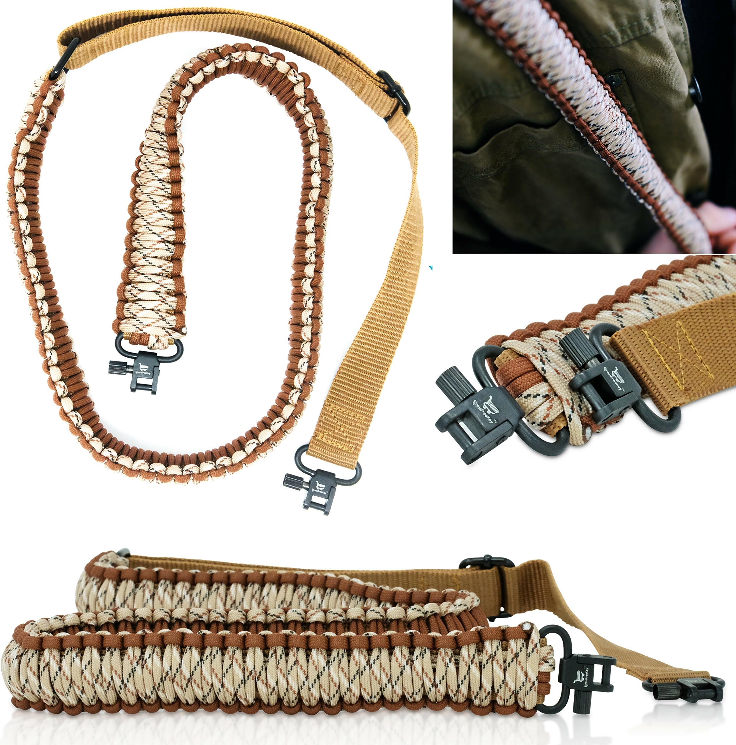Paracord Gun Slingย - Shotgun Accessories, Rifle Accessories, Rifle Sling, Shotgun Sling, Gun Accessories, Riflesling, Gunsling Gun Slings - 4 Colors - Parachord Sling - 2 Point Traditional