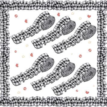 Irenare 6 Roll Ruffled Burlap Bulletin Border, 2.5x94.5 in, Black Plaid