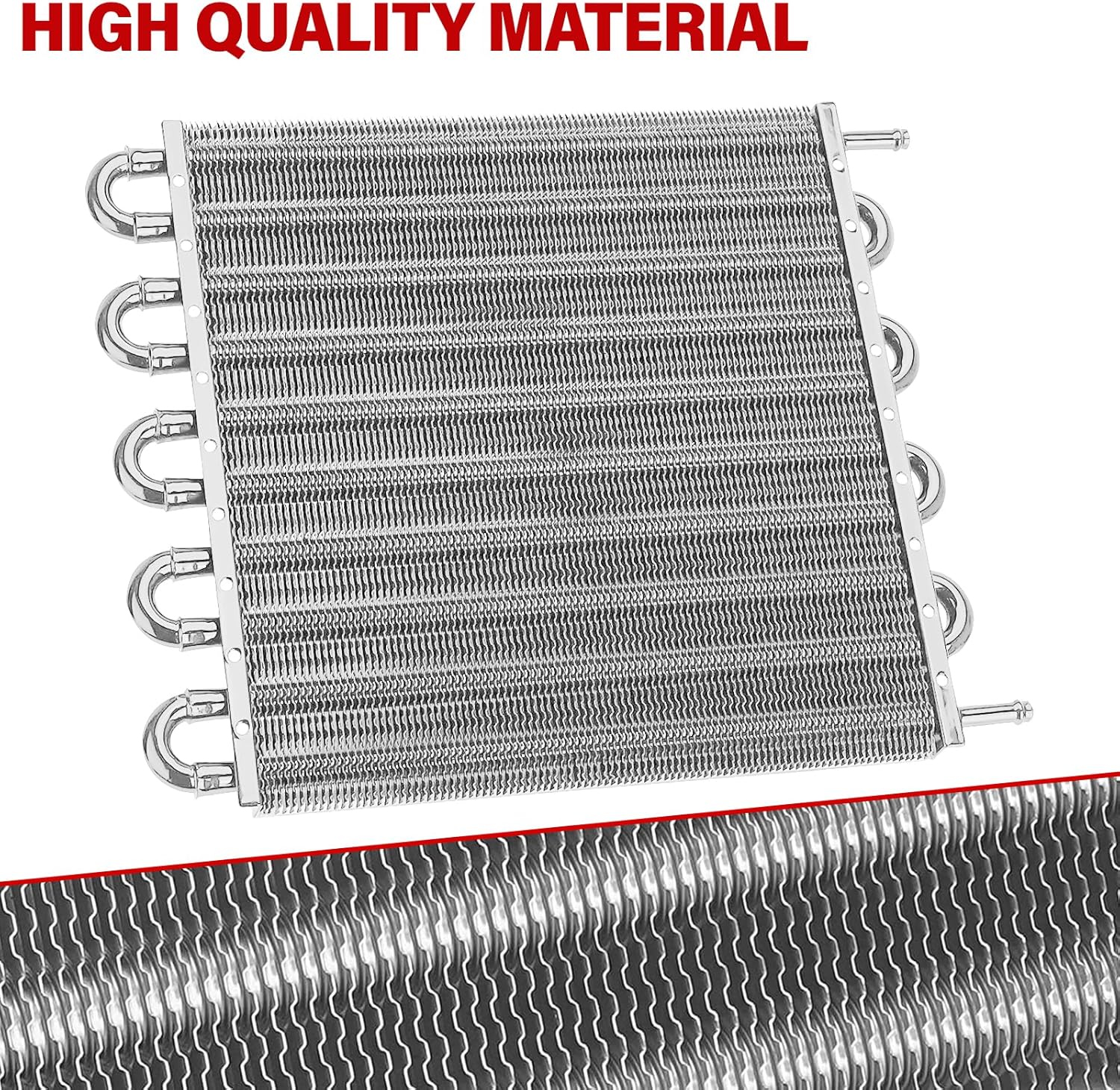 10 Pass Aluminium Transmission Oil Cooler, Remote 5/16" Engine Oil Cooler Radiator, with Hose Mounting Kit (Silver)