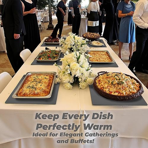 Miniatura 9 de OMEO Tapete de calentamiento de alimentos  Bandeja de calentamiento eléctrica con 3 ajustes de temperatura y temporizador de 1 a 4 horas, calentador