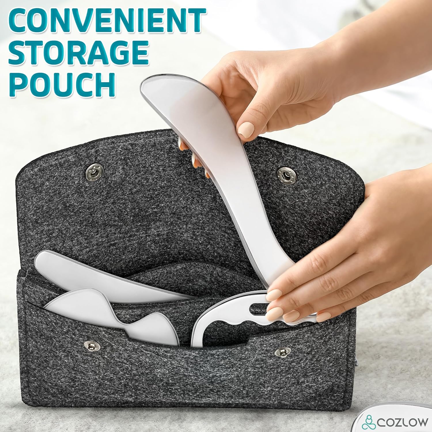 COZLOW 4-in-1 Muscle Scraper Tool Set - Skin Scraping Massage Tools for IASTM Therapy - Deep Tissue Gua Sha for Soft Tissue Mobilization, Fascia & Myofascial Release - Stainless Steel Metal Blades