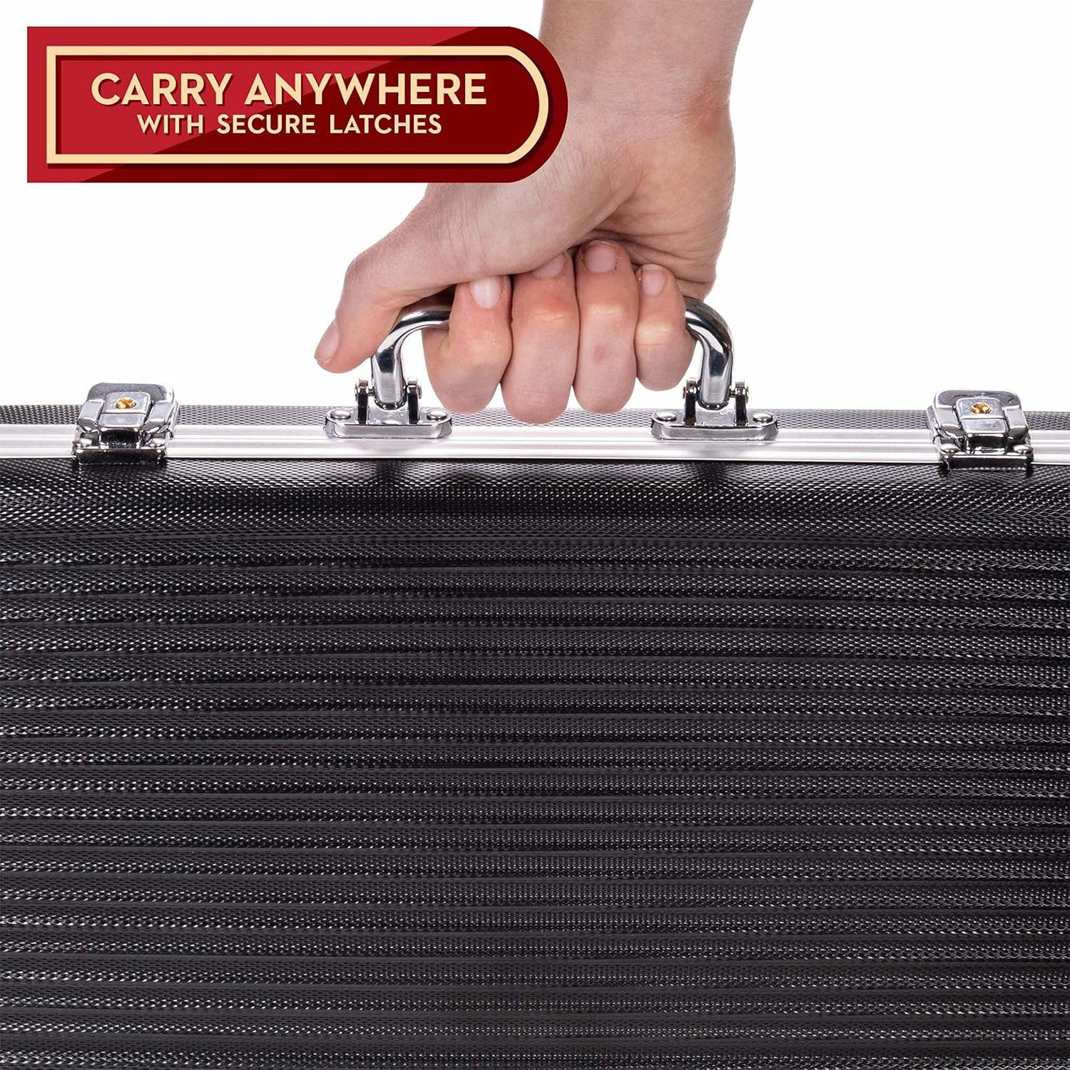 Brybelly 300 ct. Black ABS Plastic Poker Chip Case | Holds 300 Chips and 2 Decks of Cards | Lightweight, Sturdy Portable Carry Case Perfect for Texas Hold 'Em, Parties, and More