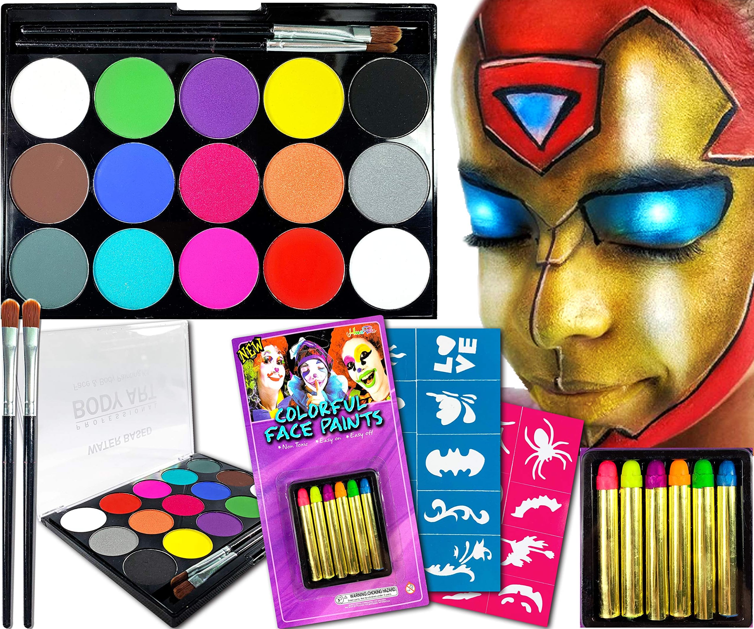 SoreliFace Paint Set (UK COMPANY) Children Paints Face Painting Kit Paint Halloween Festival Accessories
