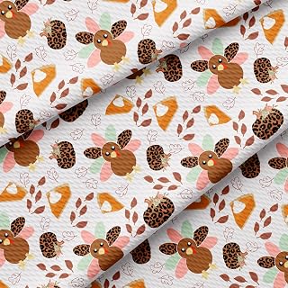 Thanksgiving Turkey Fall Autumn Pumpkin Bullet Textured Fabric by The Yard Stretch Liverpool - 1 Yard Fabric for Bows Clothes Sewing (AA1009)