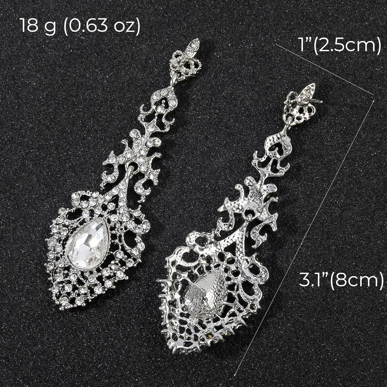 Large Silver Chandelier Earrings for Women Wedding Costume Jewelry Elegant Rhinestone Earrings Dangling Formal - Image 2