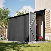 YOPTO 48 FT Lean-to Metal Shed with Steel Foundation Frame