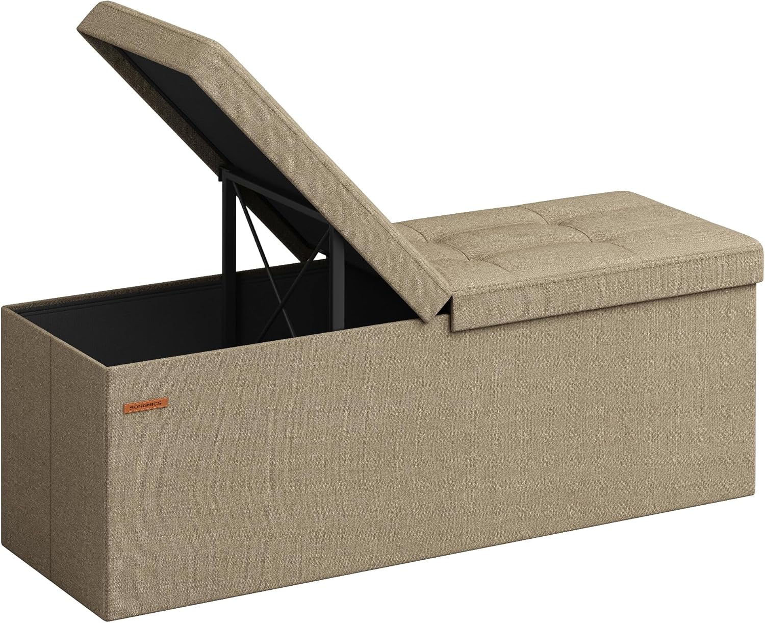 SONGMICS Storage Ottoman, Foldable Storage Bench, 15 x 43 x 15 Inches, Flipping Lid, 660 lb Load Capacity, for Entryway, Living Room, Bedroom, Camel Brown ULSF076K01 Camel Brown 43"W