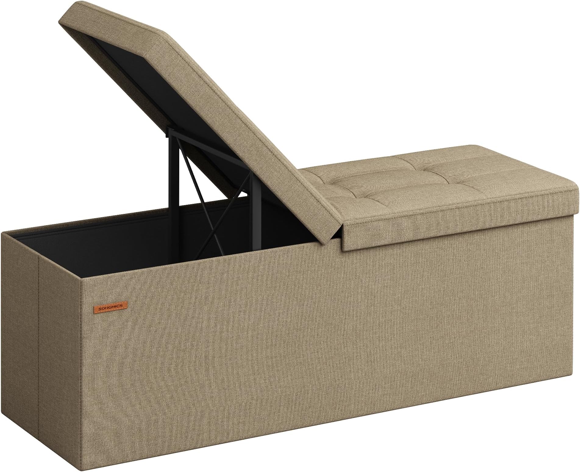 Mazie Collection - 43 Inches Storage Ottoman, Foldable Storage Bench with Flipping Lid, 660 lb Load Capacity, for Entryway, Living Room, Bedroom, Camel Brown ULSF076K01