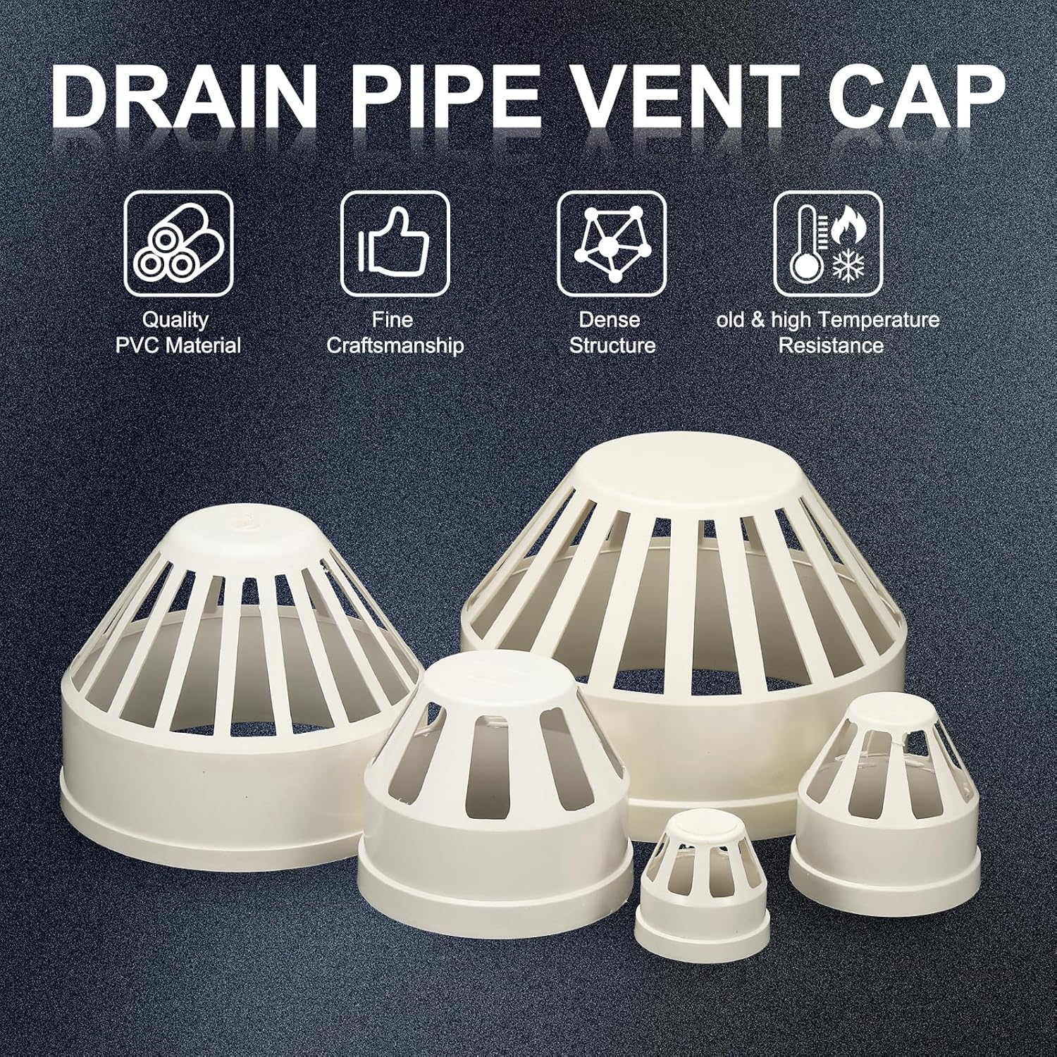 PATIKIL PVC Drain Pipe Vent Cap, 8 Inch Vent Pipe End Cap Cover Roof Round Chimney Air Vent Covers for DWV Pipe Fitting Ventilation Exhaust System, White
