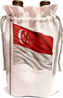 Wine Bag - Flag of Singapore on a flag pole over white Singaporean Illustrations