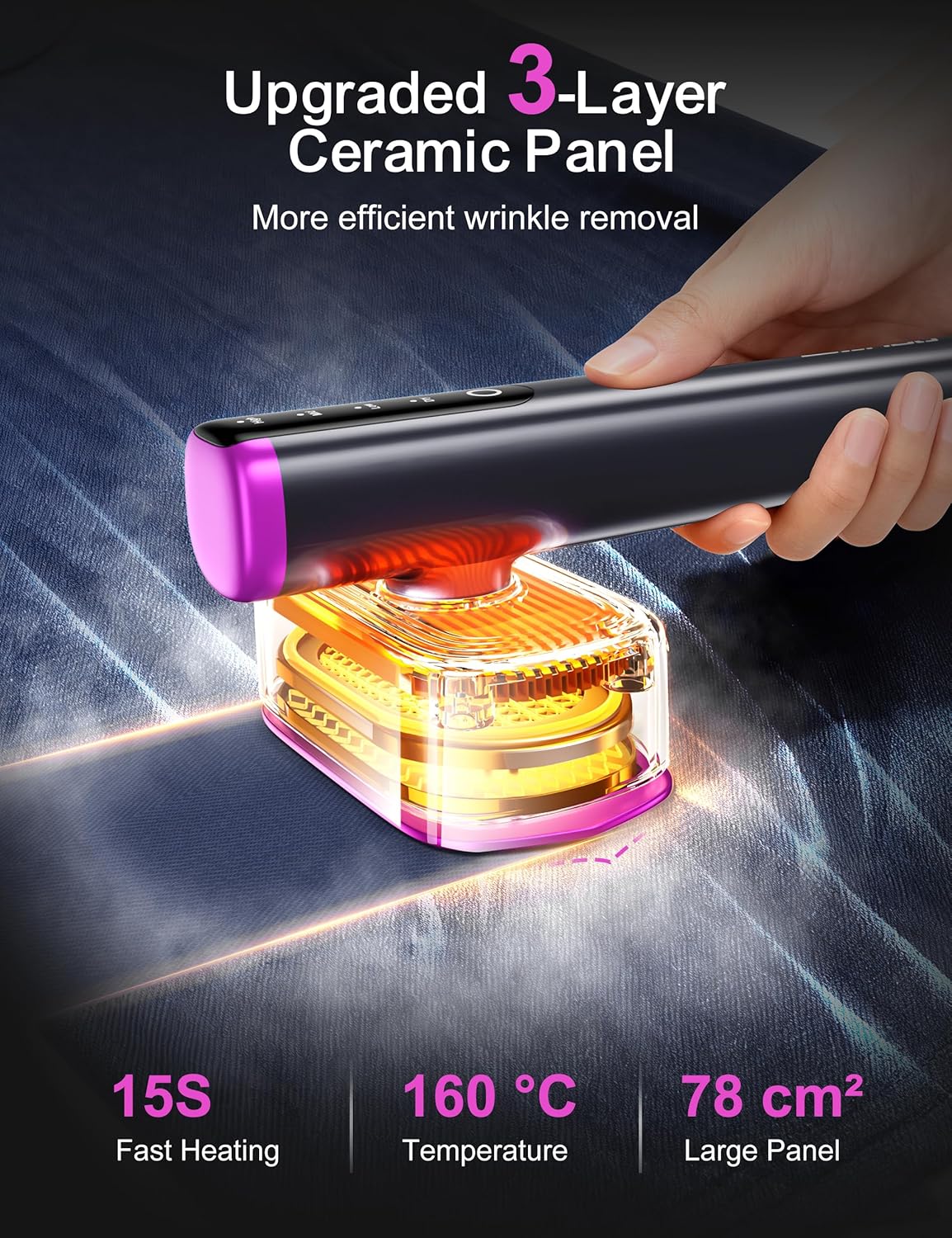 Travel Steamer for Clothes, with 2 Water Tanks (180 ml and 100 ml), Fast Heating, 24g/min Strong Steam, Mini Clothes irons LED Touch Display Dry Ironing, 1200W Portable Steamer ＆ Iron 2 In 1