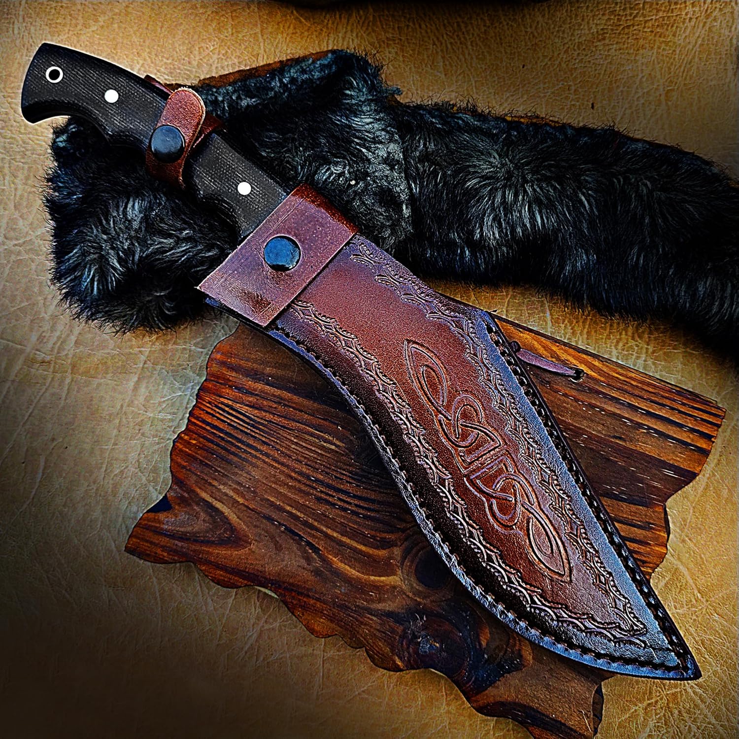 Poshland Handmade Kukri Knife with D2 Steel Blade, Durable G10 Handle, Premium Leather Sheath, Ideal for Carving, Hunting, Outdoor Use, and Gift for Adults - Image 5