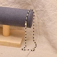 Vista 3 de Joseph Brothers Collar hecho a mano con cuentas negras y doradas para mujer, 14-24 pulgadas Oro amarillo