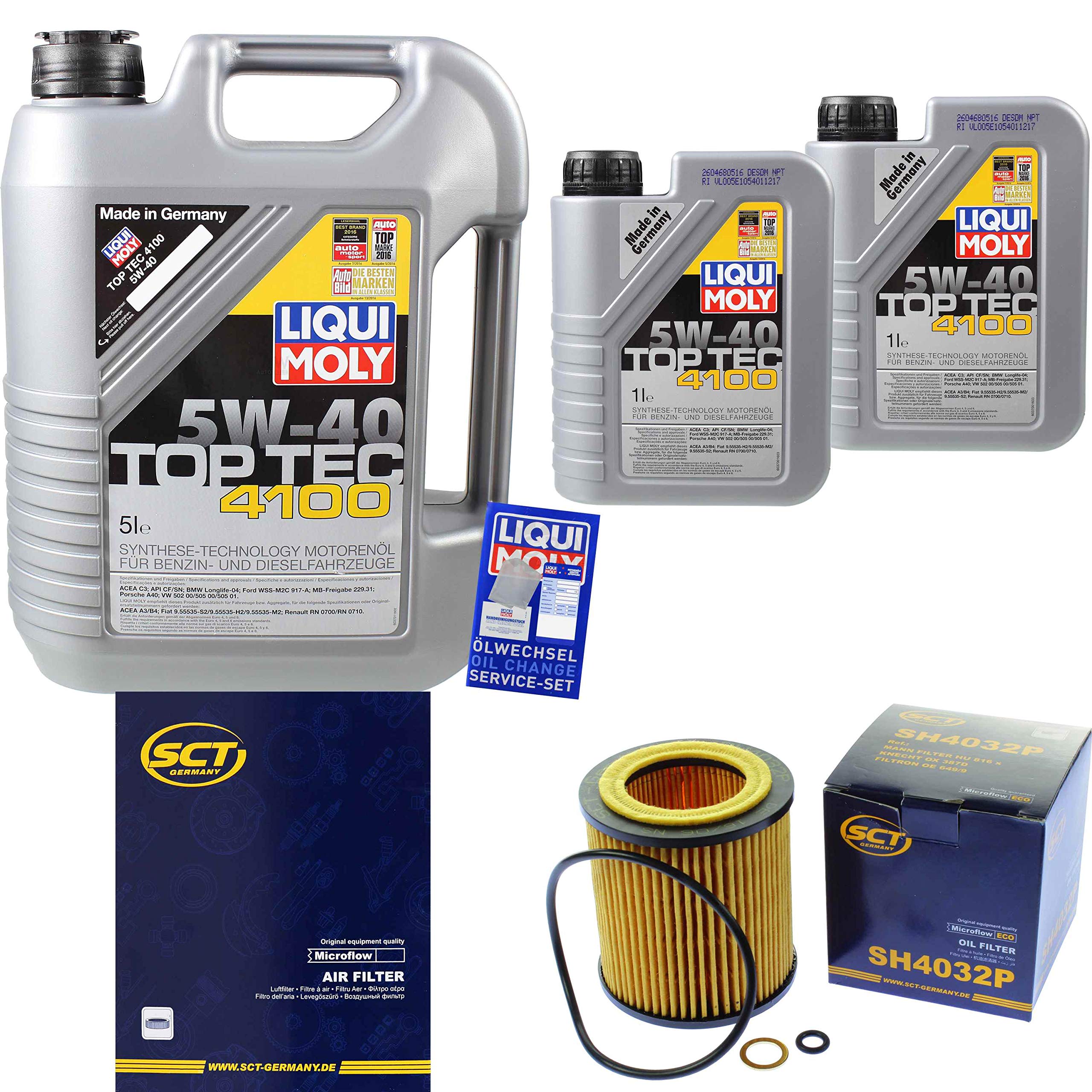 Set di filtri, 7 litri, olio motore Top Tec 4100 5W-40 SCT Germany