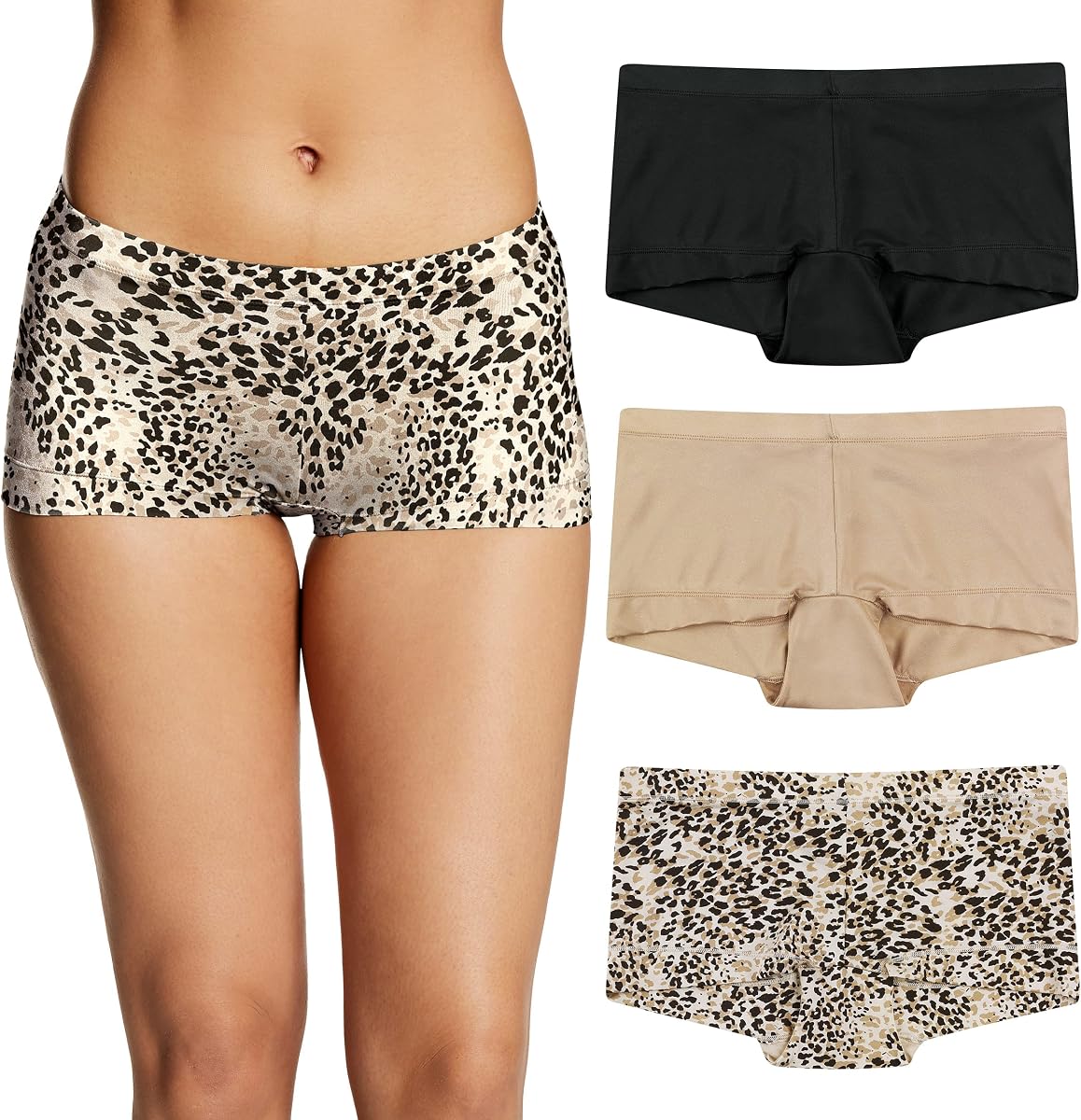 Paquete de ropa interior para mujer, pantalones cortos para niño, paquete de 3, paquete de ropa interior corta para niño de microfibra, bragas de cobertura para mujer