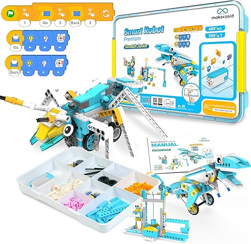 Kit de robot de codificación Scratch Jr 200 en 1 Robot inteligente STEM juguete educativo premium Kit de aprendizaje de programación junior Kit