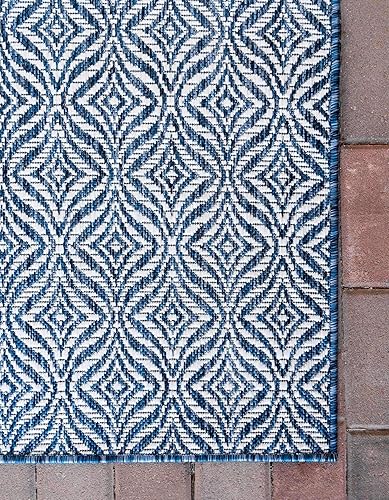 Miniatura 8 de Unique Loom Outdoor Trellis Collection Area Rug - Deco Trellis (8' x 11' 4" Rectangle, Blue Ivory)