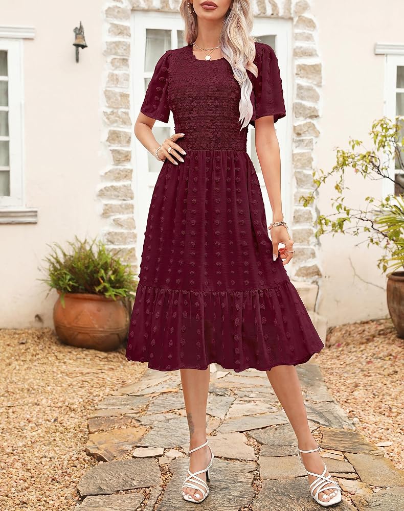 chinese dress ladies Strapless A-Line Midi Dress with Deep V-Neck Wedding Guest Dress main image 0