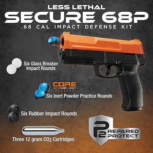 Miniatura 6 de P2P Secure 68P .68 Cal CO2 Powered 6-Shot Launcher Kit de inicio - Defensa personal menos letal