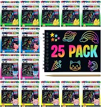 Children's Birthday Details | Pack 25 Scratching Books and Wooden Pencils | Birthday Gifts Guests Children, from 3 to 12 Years Old | Birthday Gifts Children School