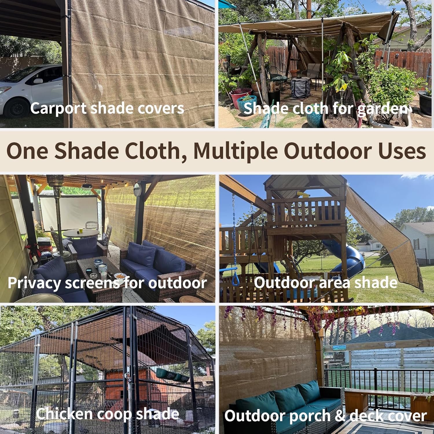 90% 10x20ft Sun Shade Cloth with D-Rings, Breathable Pergola Shade Cover with Reinforced Webbing at Every D-ring and Corner，200GSM Sun Shades for Outdoor Patio, Garden, Deck & Backyard (Mocha)