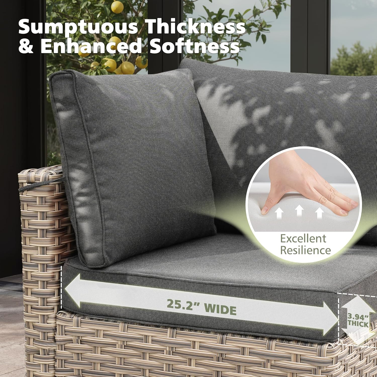 CAODOC 11-Piece Outdoor Sectional Sofa Set w/ 54" Fire Pit – L-Shaped Wicker Patio Furniture, Deep Seating & Swivel Rockers,Black