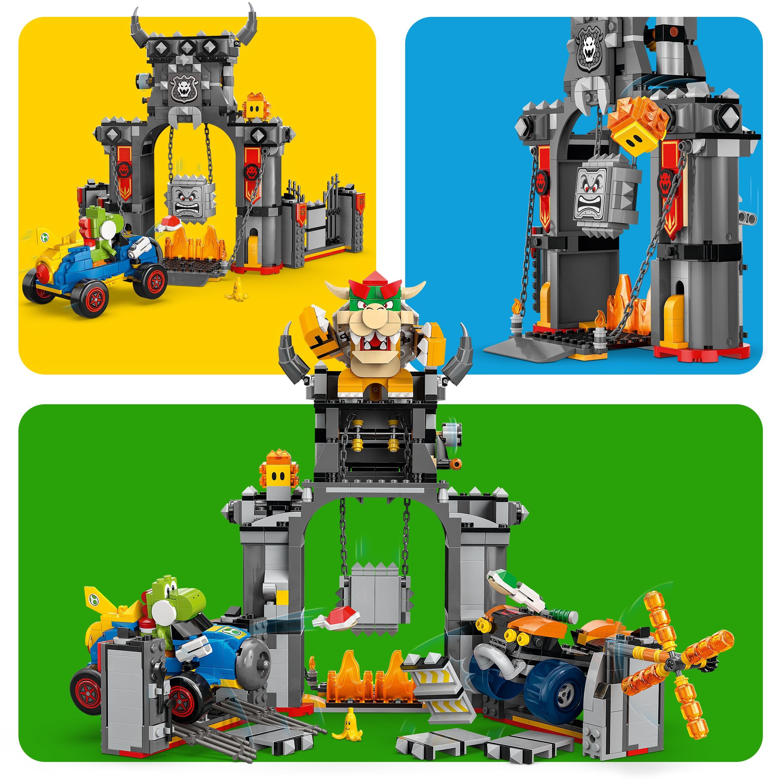 LEGO Super Mario: Mario Kart – Castello di Bowser Giocattolo - Set Interattivo con 2 Macchine e 4 Figure Incluso Yoshi - Regalo da Gaming per Bambini e Bambine da 9 Anni in su - 72039