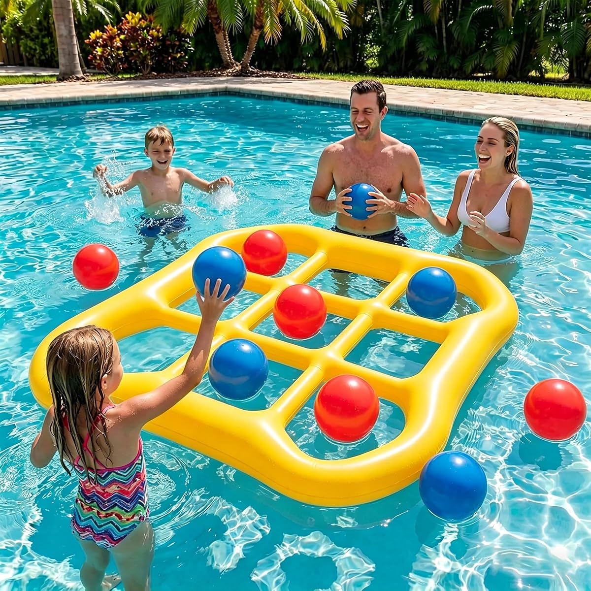 Pool Toy Set for Kids, Tic-Tac-Toe Pool Floats Fun Toy Kit for Adults Teens, Water Fun Pool Game Accessories for Outdoor Party, Summer Pool Inflatables Stuff
