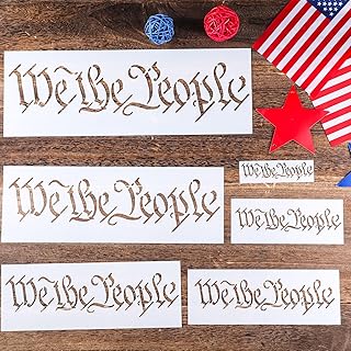 Outus 6피스 대형 American We The People 스텐실 템플릿, 애국적, 재사용 가능, 독립 기념일, 나무 굽기 스텐실, 셔츠 페인팅 프로젝트, DIY 공예용
