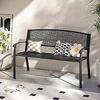 VICLLAX 50" Waterproof Outdoor Metal Garden Bench with Armrests & Backrest - Rust-Resistant Patio Seat for Park, Porch, Backyard (350 lbs)