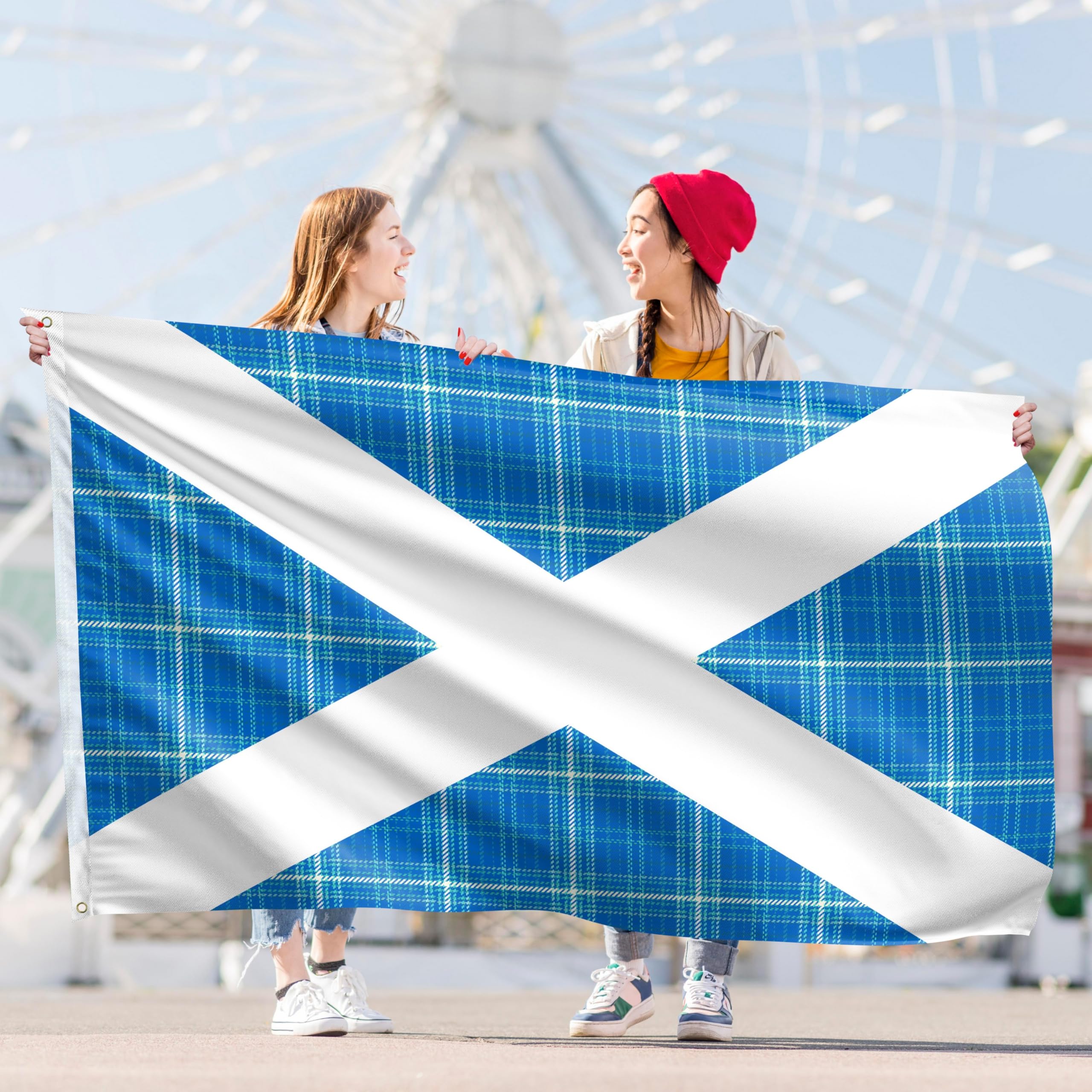 KASKANA Scottish Flag Tartan, St Andrews Saltire Flag, 5ft x 3ft, Blue, Double-sided, Lightweight, Polyester - Image 3