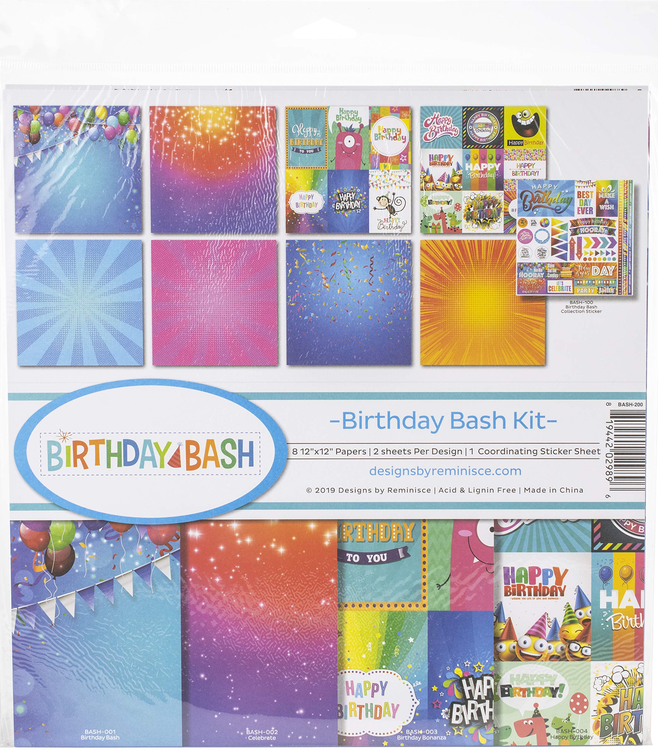 Kit de fête d'anniversaire REMINISCE coloré en taille unique