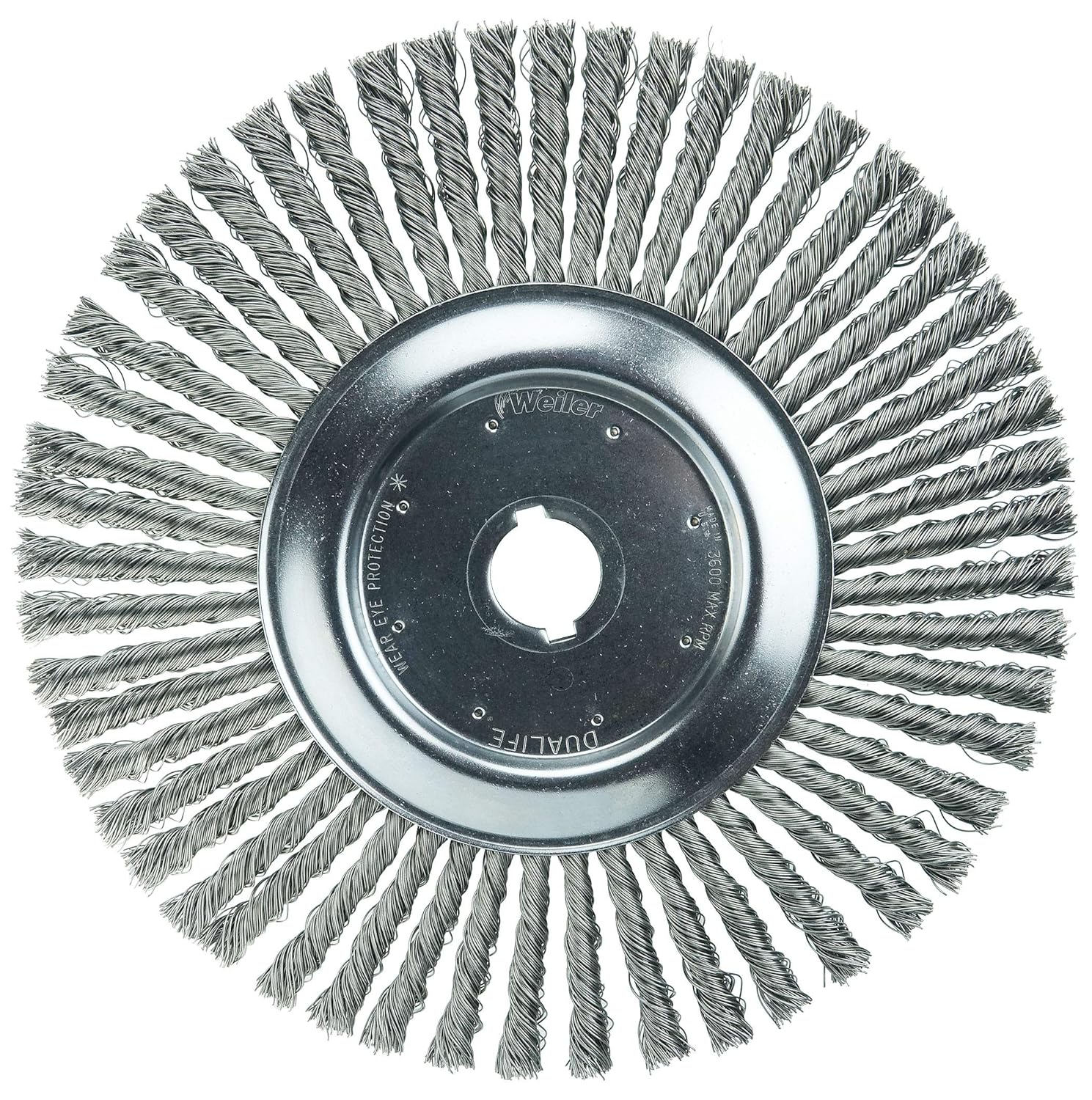 Weiler 08565 6" Cable Twist Knot Wire Wheel, .023" Steel Fill, 5/8"-1/2" Arbor Hole, Made in the USA
