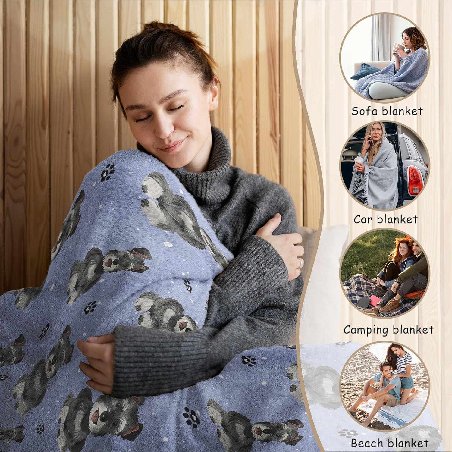 HIWX Schnauzer Blanket, Schnauzer Gifts for Women, Dog Mom Throw Blanket for Home Living Room Bedroom Couch Bed Decor, Dog Mom Lovers Owners Gifts for Women, 50x60 Inches