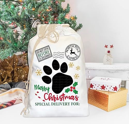 Miniatura 4 de Jolly Jon Sacos de Santa Claus para perro sacos de Navidad grandes para mascotas sacos de Papá Noel con cordón bolsas de Navidad de 19 x 26 pulgadas