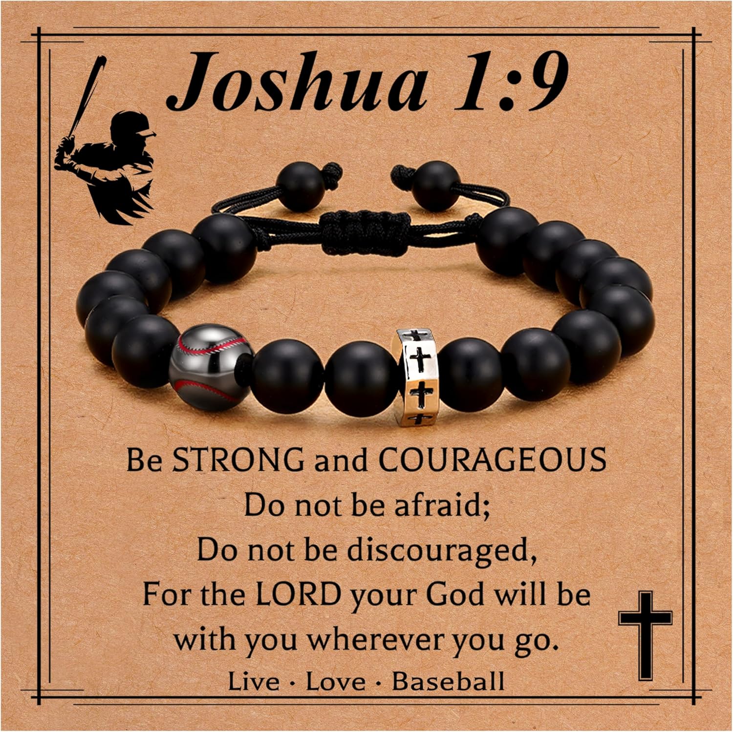 Baseball/Basketball/Football/Soccer Bracelet for Boys Cross Beaded Bracelet Gifts for Son Grandson Players Team Fan Friends,Birthday Gifts for Men Boys