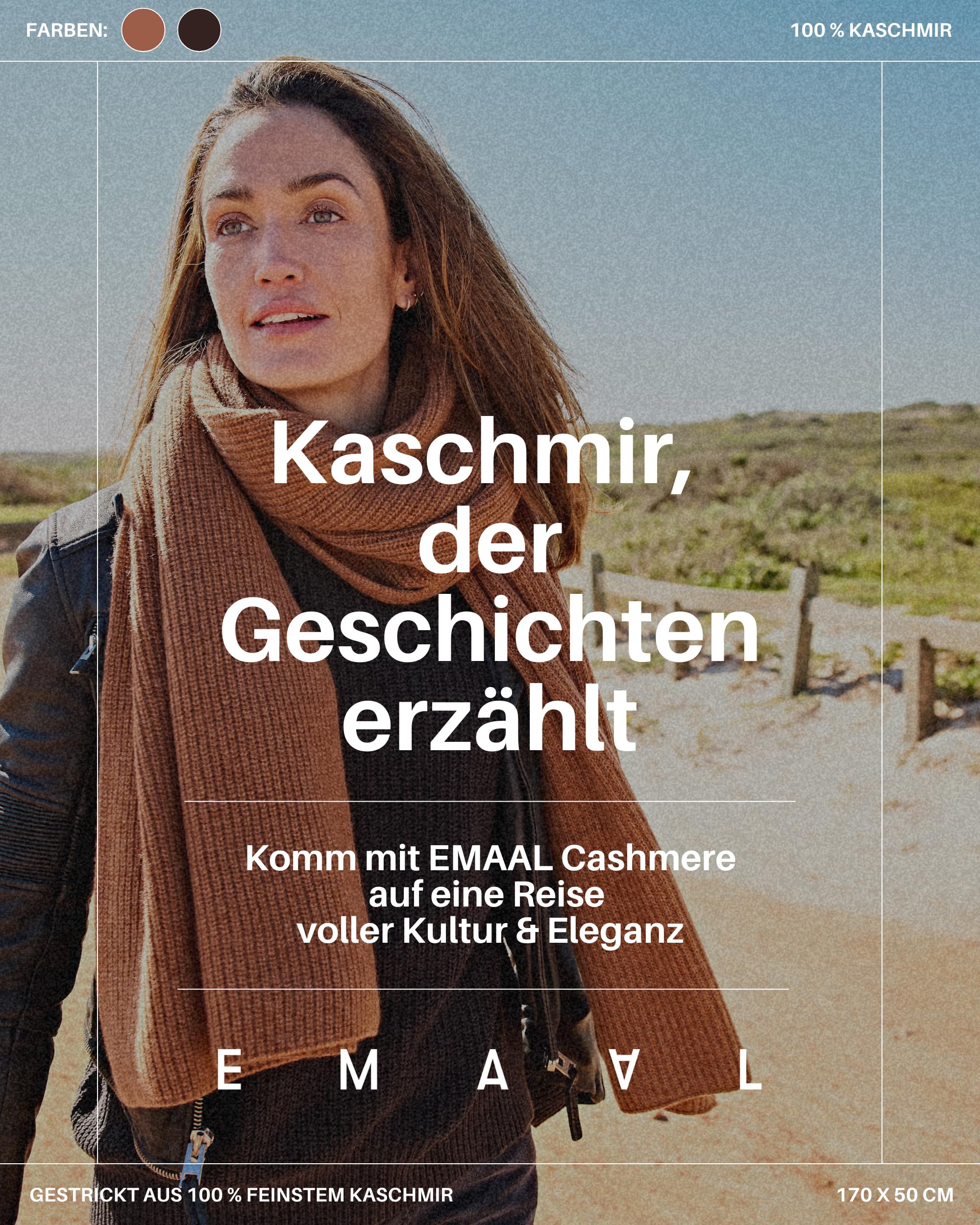 EMAAL 100% Kaschmir Schal Kopenhagen, 2 Farben, Gestrickt, 170x50cm, Damen/Herren, Design aus der Schweiz, als Geschenk, Stola, elegantes Accessoire, kuschelig, nachhaltig, langlebig