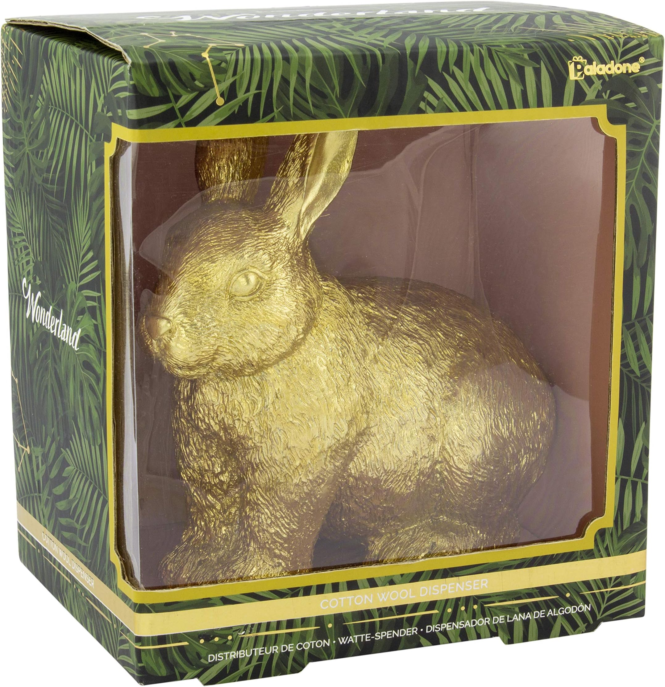 Wonderland Cotton Wool Dispenser - Golden Rabbit Cotton Ball Holder - Disney Alice in Wonderland Licensed