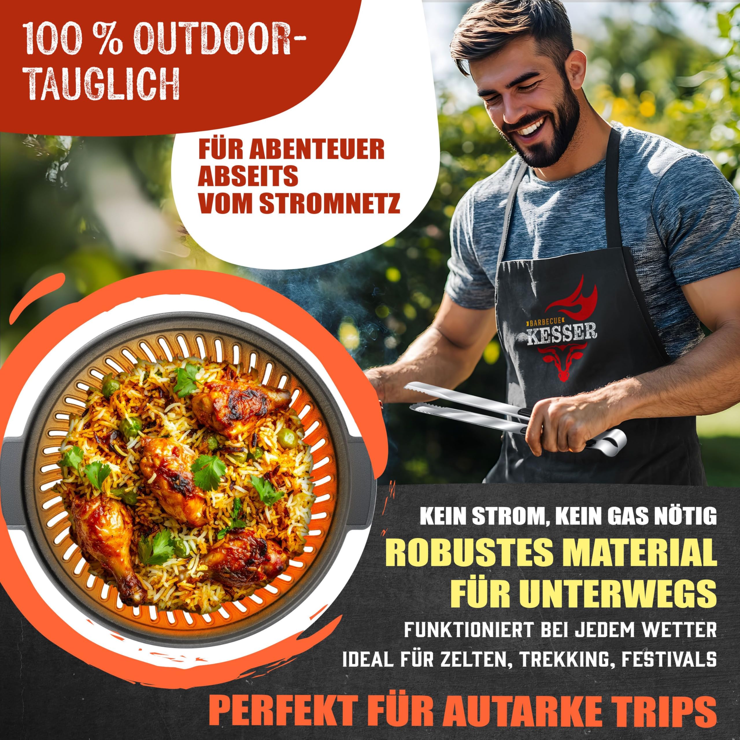KESSER® Plaque de cuisson pour poêle à fusée, four néerlandais, barbecue, fusée, poêle à bois, réchaud de camping, barbecue de camping