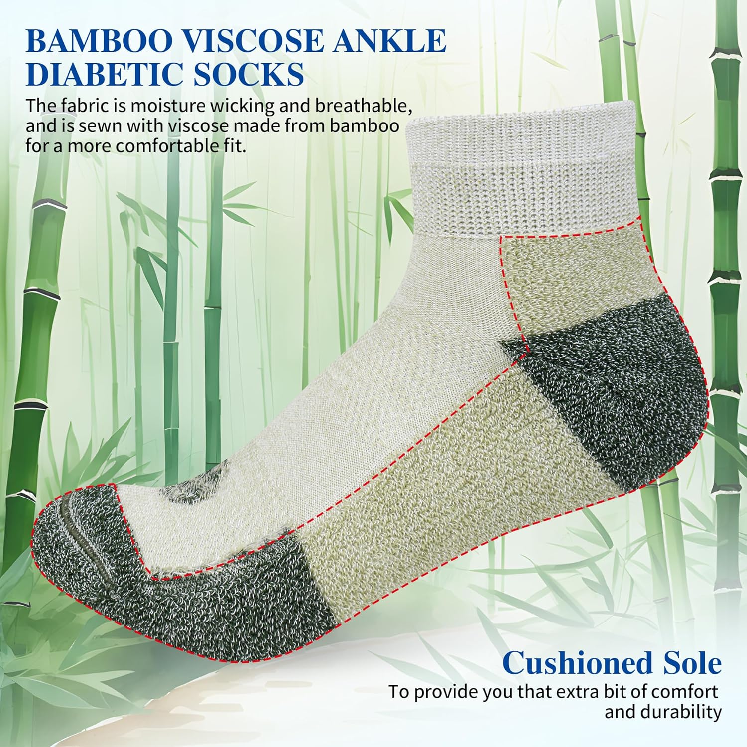 Diabetic Socks for Men,6 Pairs Ankle Mens Diabetic Socks,Diabetic Neuropathy Socks for Men Size 9-11/10-13/13-15. - Image 4