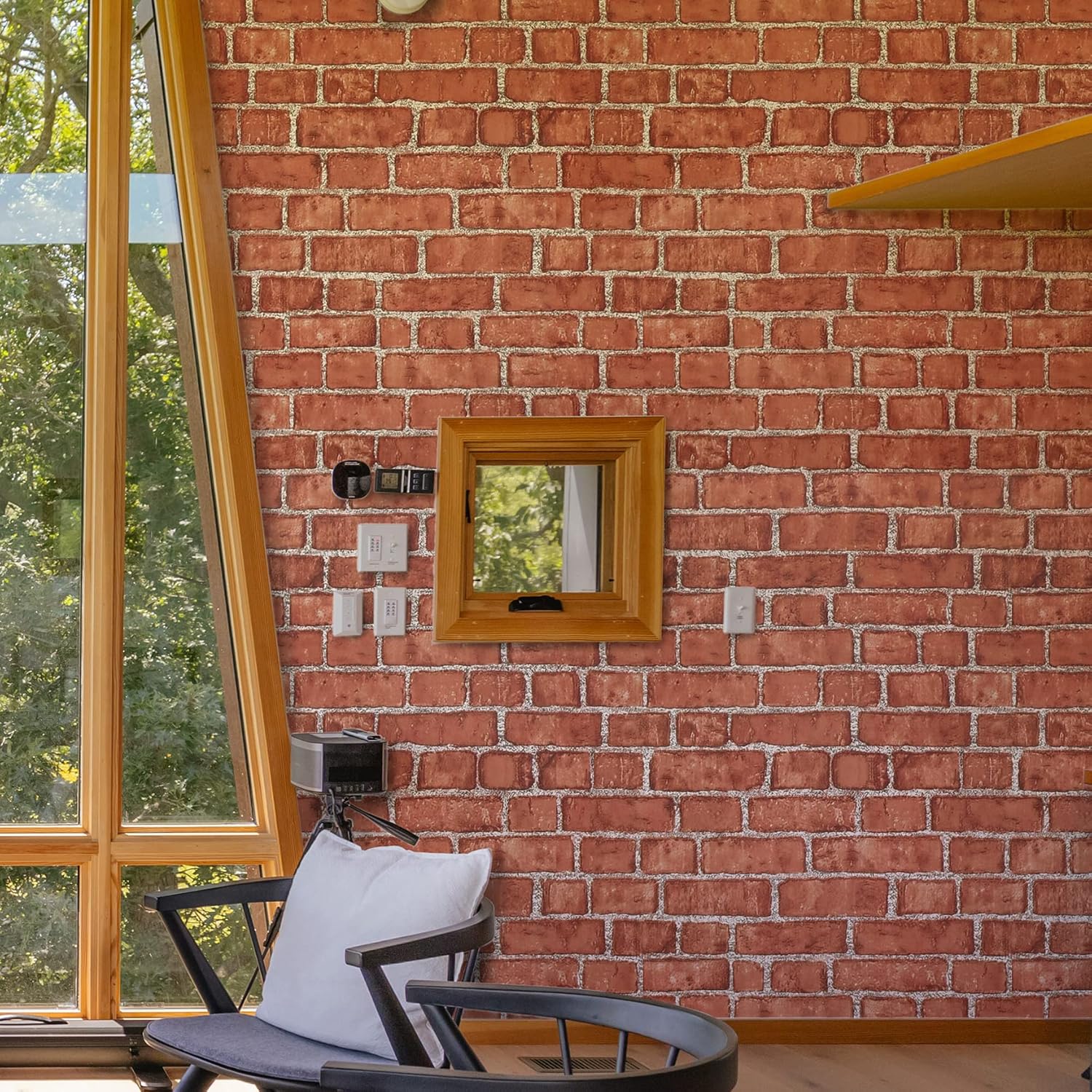 Naphite Red Brick Peel and Stick Wallpaper 3D Faux Brick Contact Paper for Cabinets/Drawers Self Adhesive Removable Wallpaper Wrapping Paper Backsplash Fireplace Kitchen Waterproof 17.7inW 78.7inL