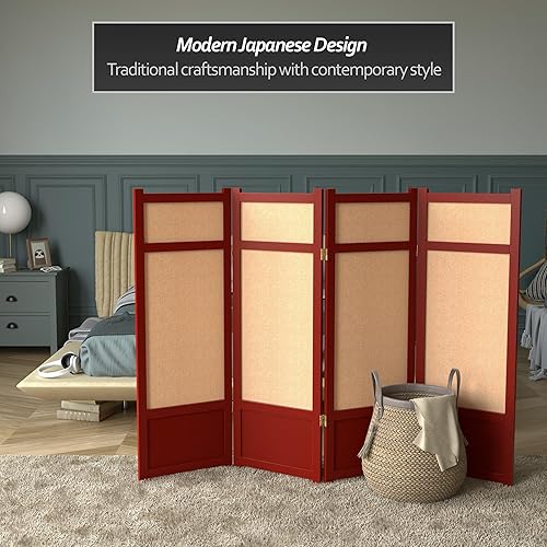 Miniatura 2 de Pantalla Shoji corta de yute baja de 4 pies - 4 paneles - palisandro Rosewood,Negro -,Miel,Natural,https://www.amazon.com/dp/undefined