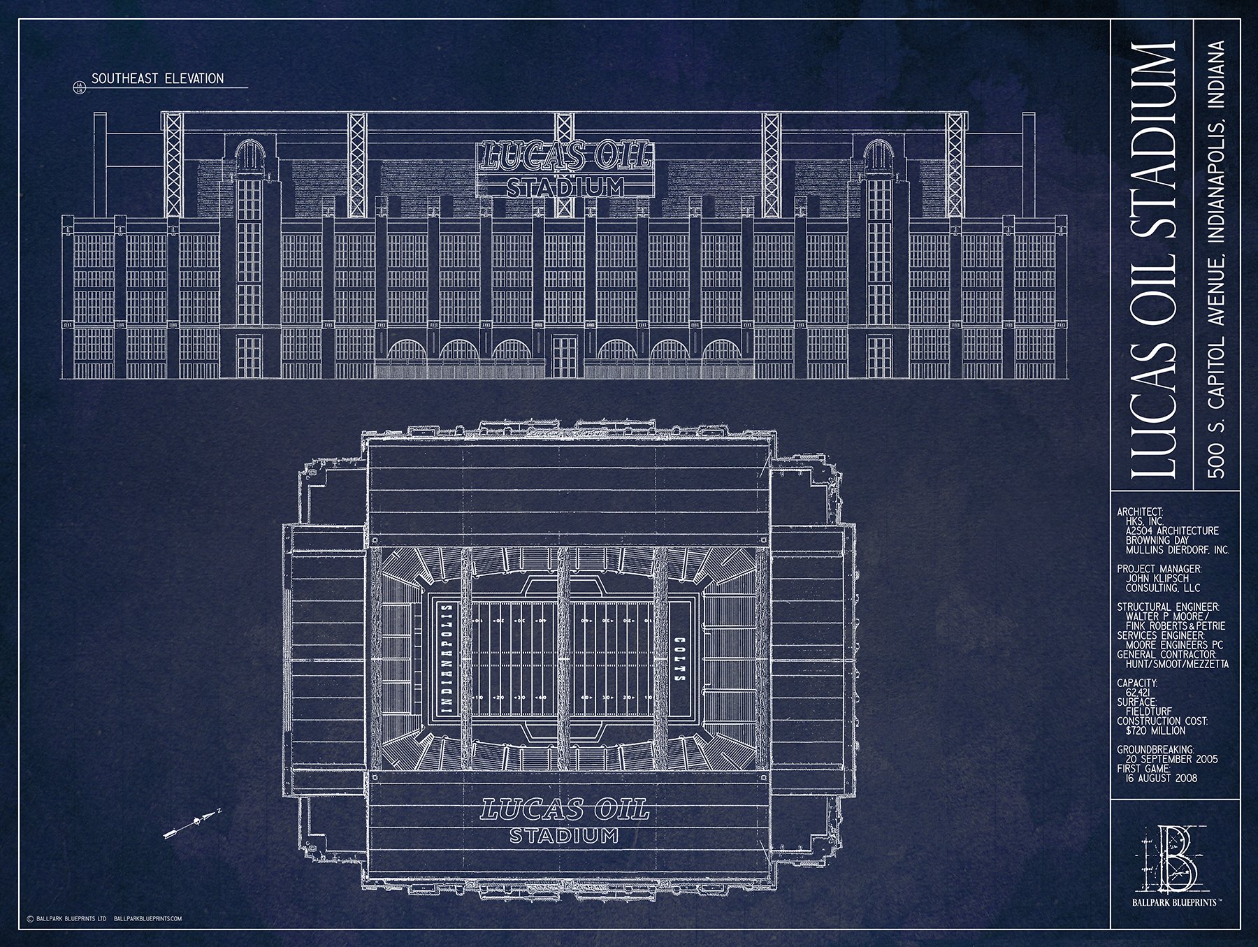 Ballpark Blueprints Lucas Oil Stadium Style Print