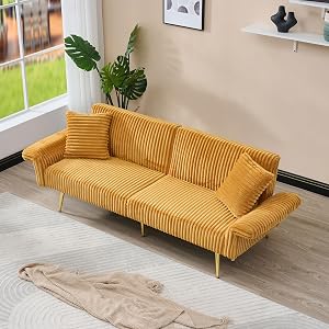 79 W Foldable Sofa Bed Overstuffed Futon Loveseat Comfy Upholstered Sofa Chair with Adjustable Armrests Backrest Convertible Extra