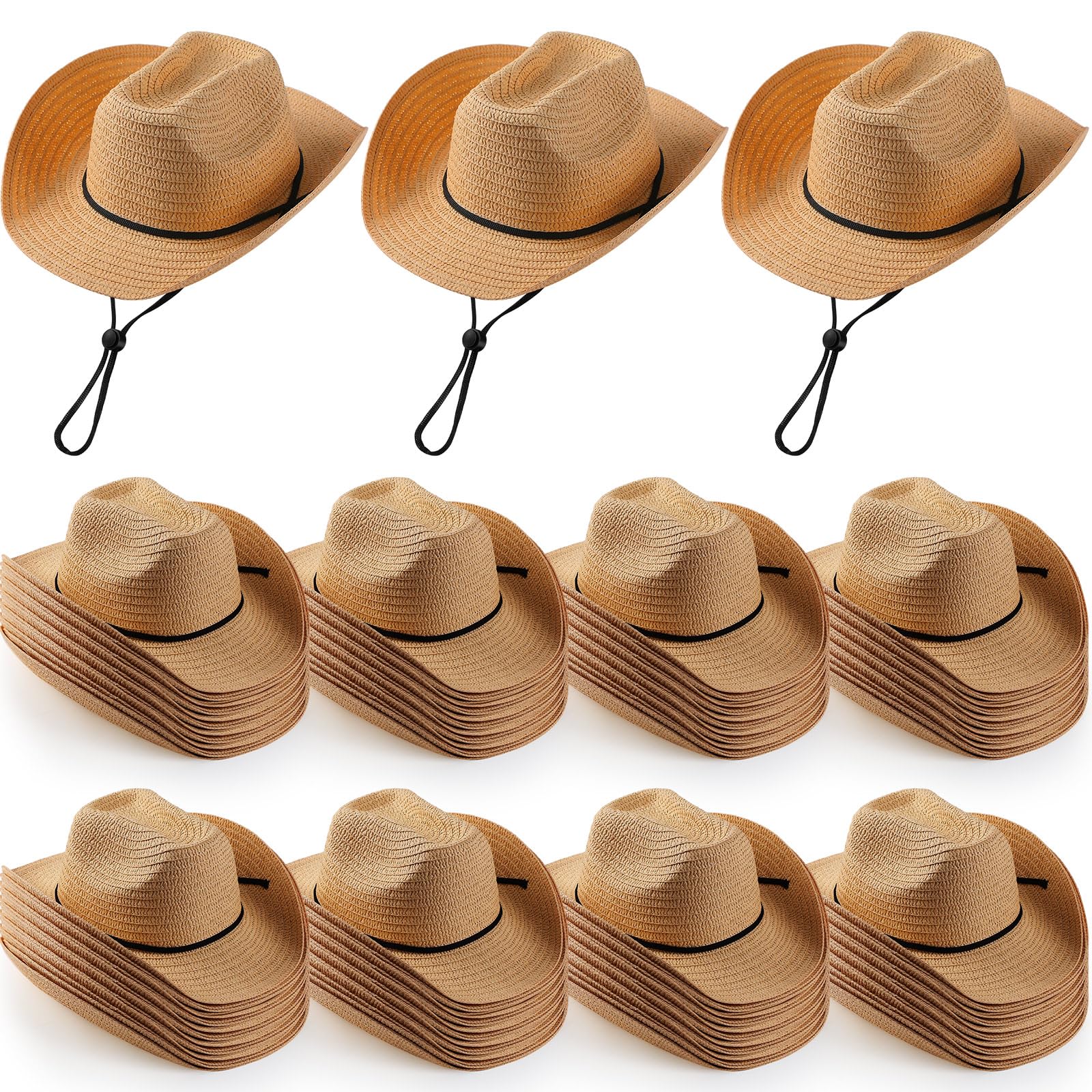 Unittype Adult Straw Cowboy Hat Bulk Western Party Pack