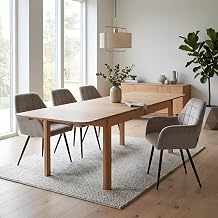 Krok Wood Esstisch, Esszimmertisch, Ausziehbarer Tisch Louise 160x90х75 cm (220(160+60) x90x75 cm) aus massivem Buchenholz, für Esszimmer, Büro, Arbeitszimmer, Schlichtes Design