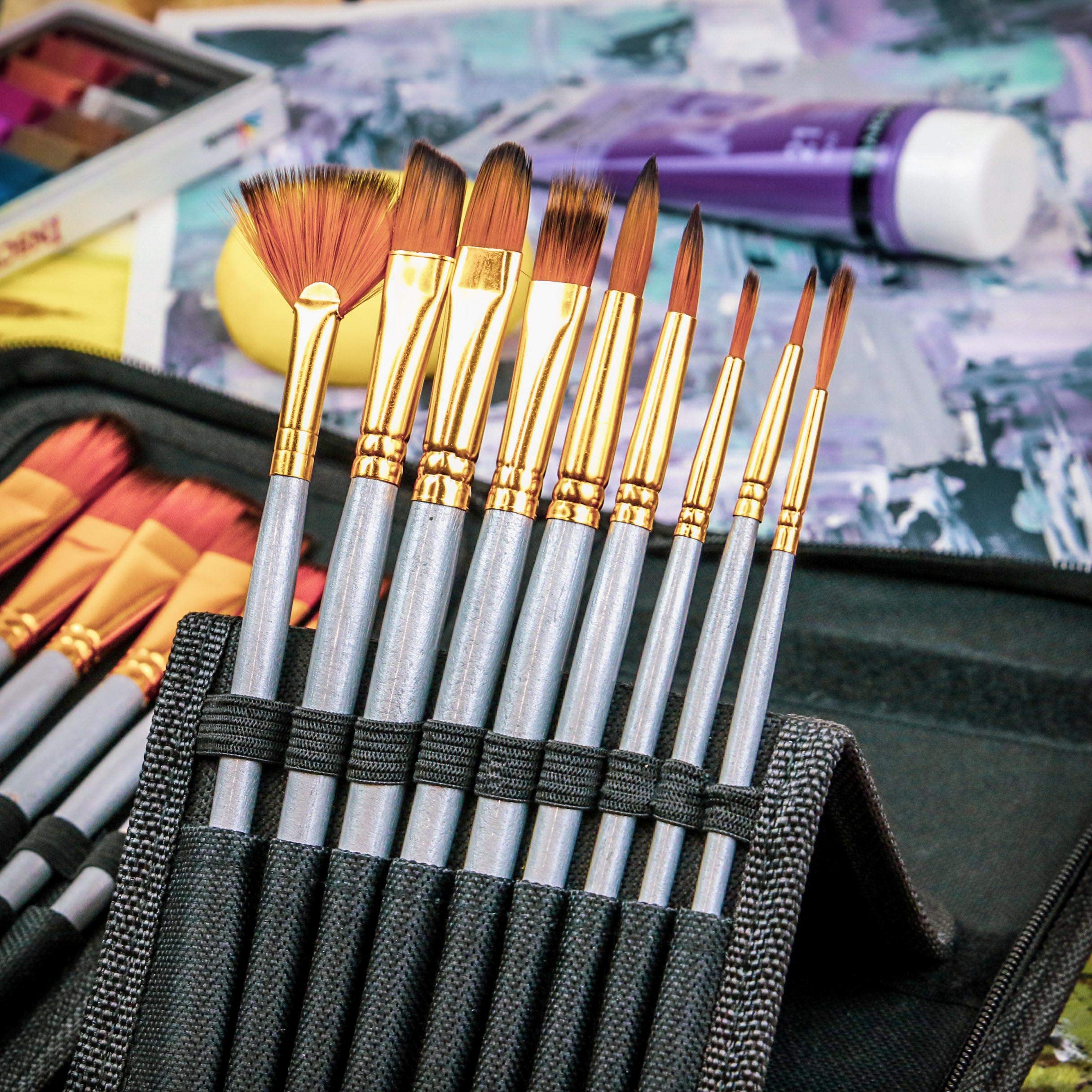 Buy 15 Piece Artists Paint Brush Set & Case Art Supplies